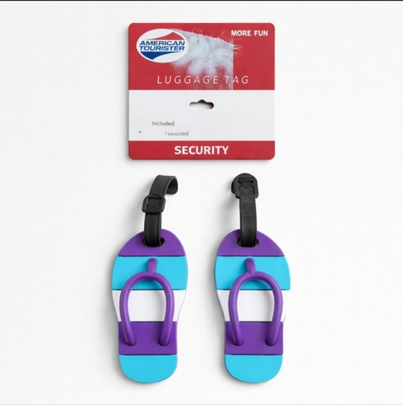 American Tourister Accessories - American Tourister Blue and Purple Flip Flop Luggage Tag Set Of 2